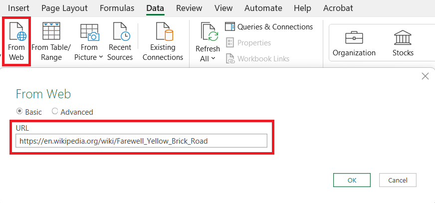 Import data from web Import data from web