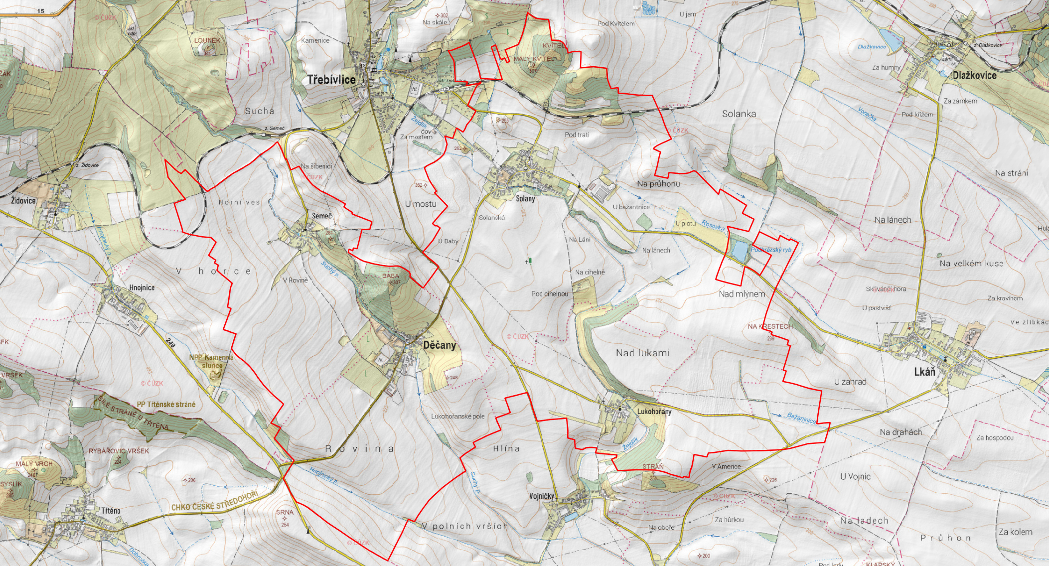 Ukázka vizualizace Základní topografické mapy