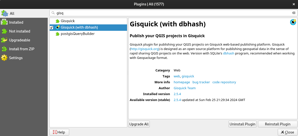 Gisquick: instalace pluginu