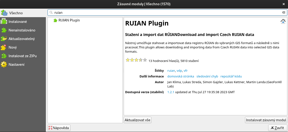 Instalace pluginu